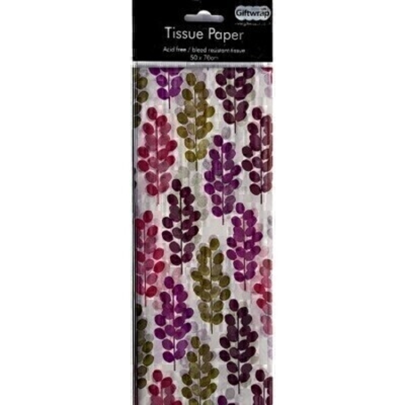 Colourful leafy garden design tissue paper by Swiss designer Stewo.  3 sheets of coloured quality tissue wrapping paper. Acid free and bleed resistant tissue. Approx size: 50cm x 70cm 